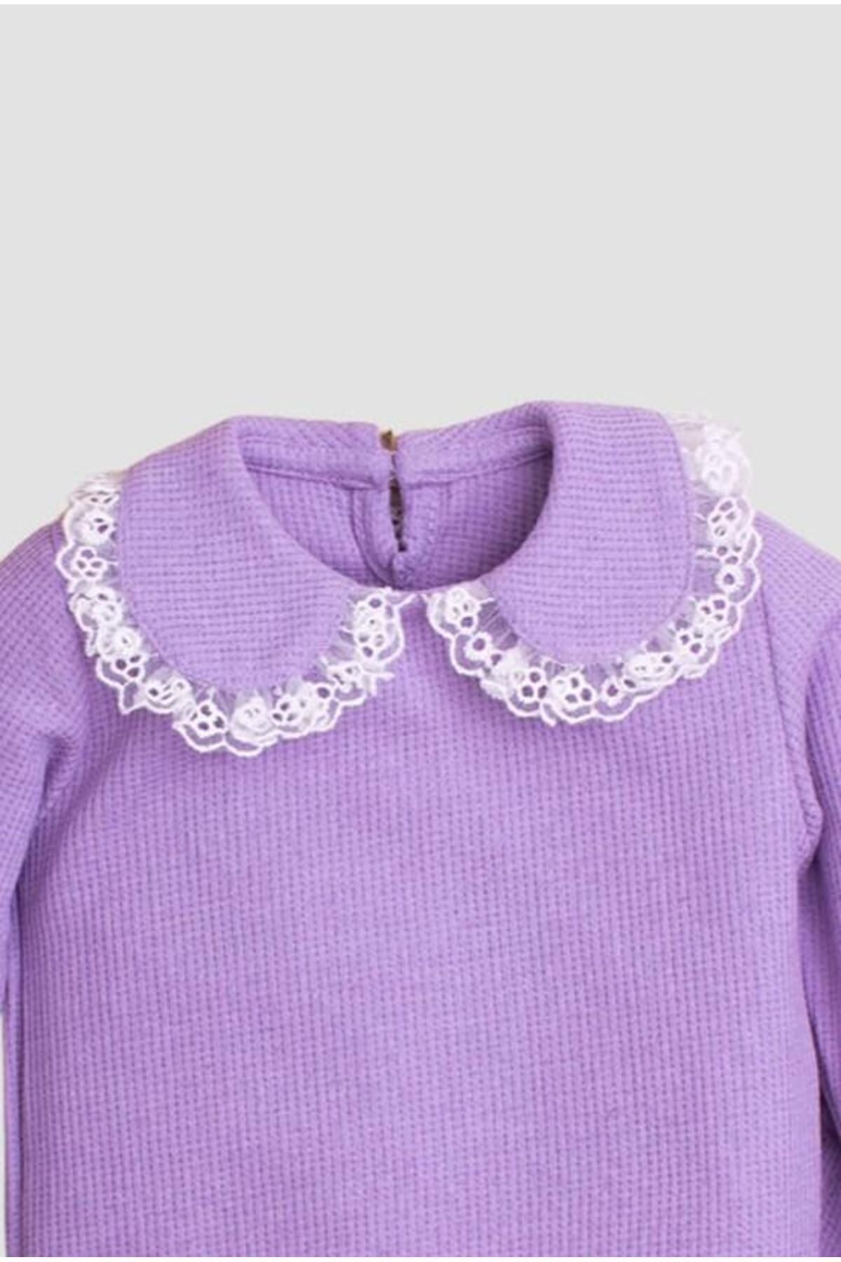 Pamuklu Waffle Kumaş Yaka Detaylı Tatlı Unisex Bebek&çocuk 2'li Alt Üst Eşofman Takım